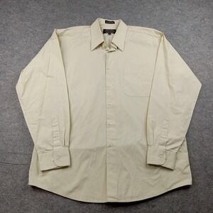 Bergamo Executive Shirt Mens 16.5 34/35 White Solid Cotton Dress Long Sleeve